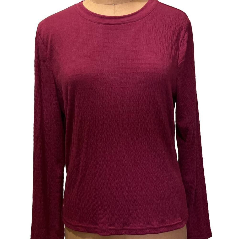 Olivia Sky Quilted Long Sleeve Pullover Top Mauve Size Large